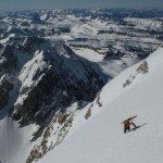 Patrick nears the summit of the Grand Teton
