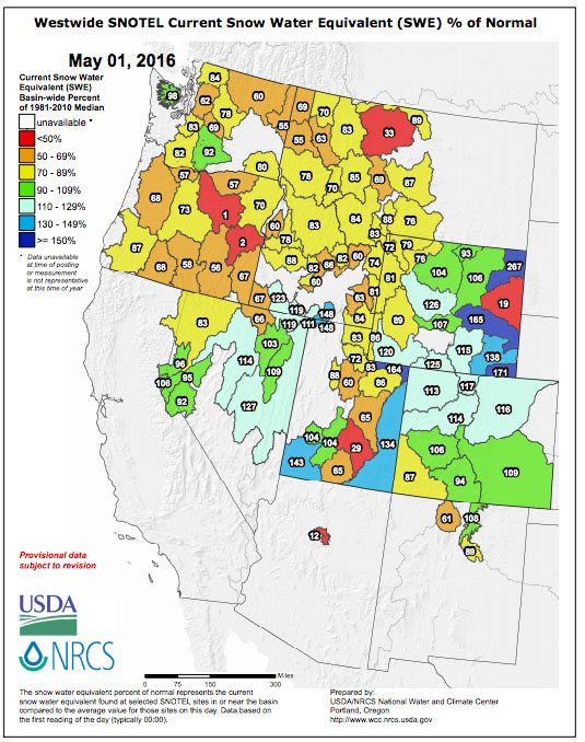 Snotel Data - May 1, 2016