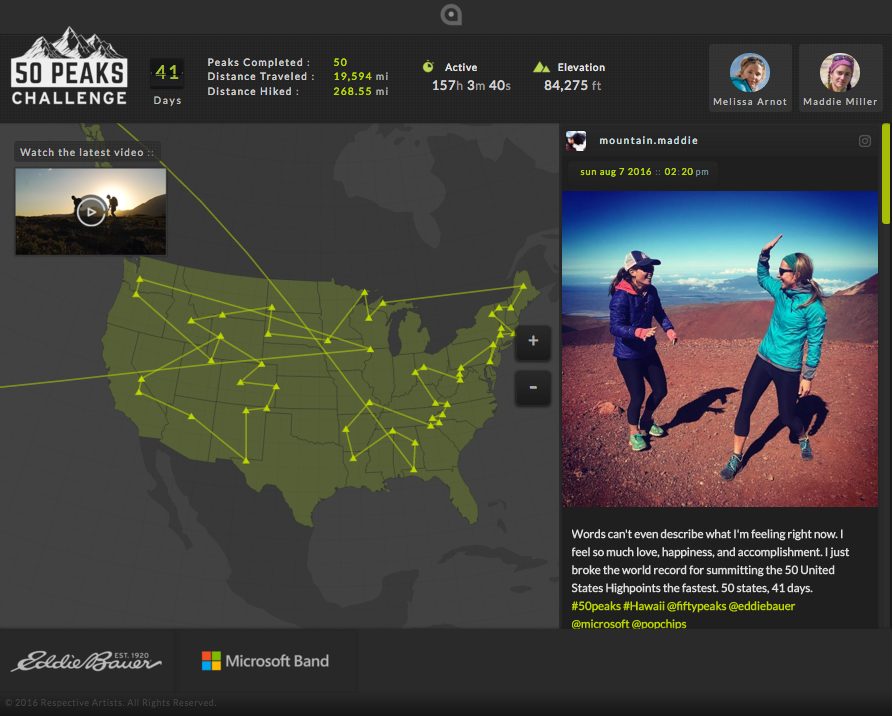 50 Peaks Challenge Tracker | Screenshot From EddieBauer.com
