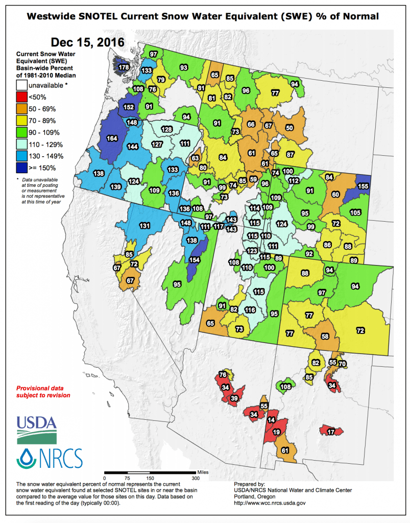 Snotel Data - December 15, 2016