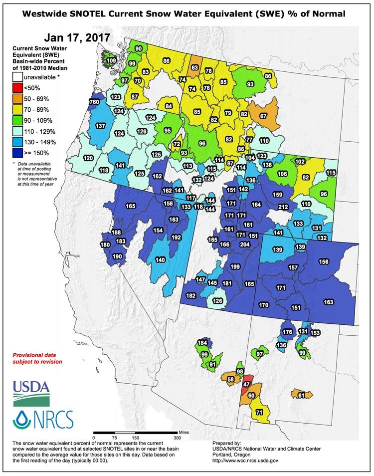 Snotel Data - January 17, 2017