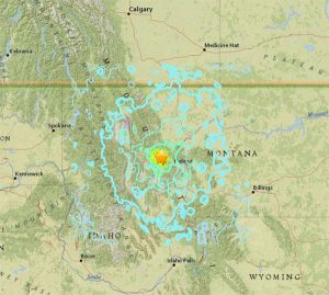 M 5.8 Earthquake In Western Montana on July 6, 2017 | Screenshot from <a href="https://earthquake.usgs.gov/earthquakes/eventpage/us10009757#map">Earthquake.USGS.gov</a>