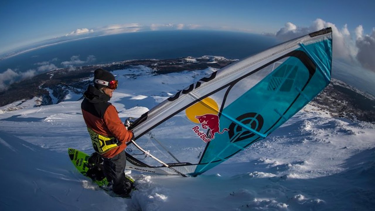 RedBull Presents Windsurfing Down A Snowy Mountain w/ Levi Siver
