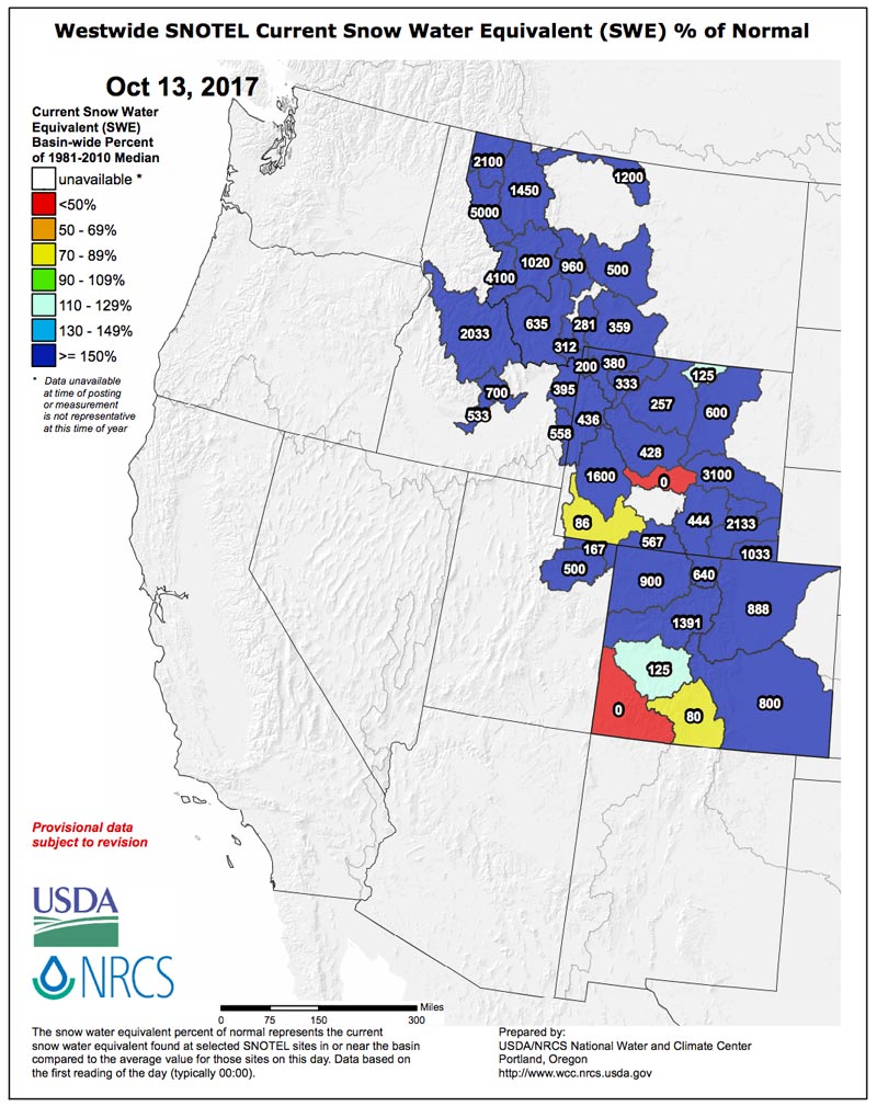 Snotel Data - October 13, 2017