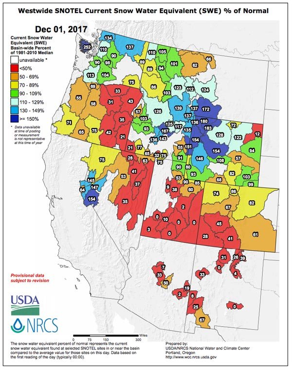 Snotel Data - December 1, 2017