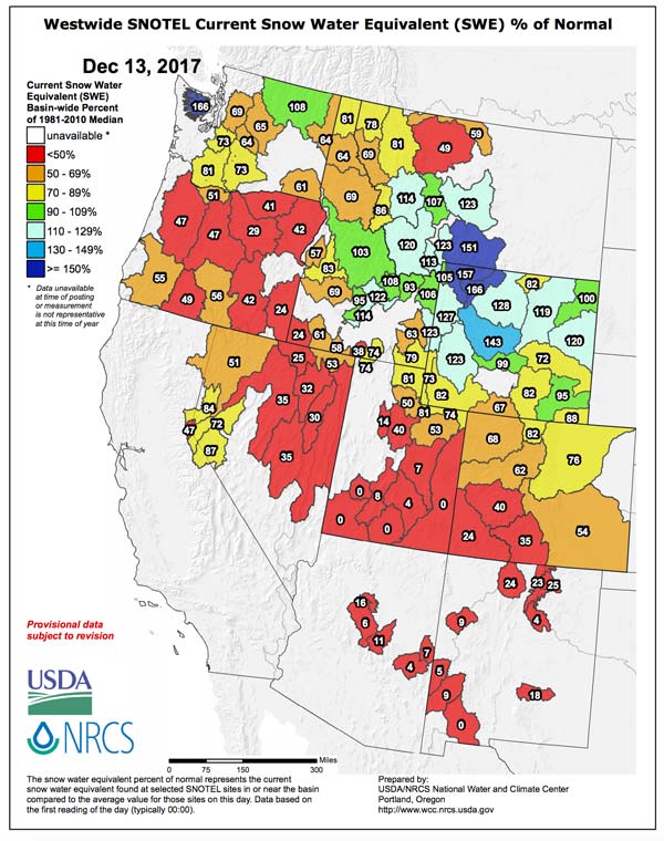 Snotel Data - December 13, 2017