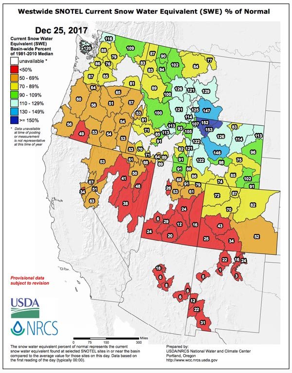 Snotel Data - December 25. 2017
