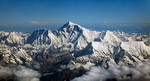 Mount Everest | By Mount_Everest_as_seen_from_Drukair2.jpg: shrimpo1967derivative work: Papa Lima Whiskey 2 [<a href="https://creativecommons.org/licenses/by-sa/2.0">CC BY-SA 2.0</a>], <a href="https://commons.wikimedia.org/wiki/File:Mount_Everest_as_seen_from_Drukair2_PLW_edit.jpg">via Wikimedia Commons</a>