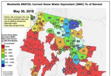 SNOTEL Data: The Current Western US Snowpack – SWE % Of Normal – May 30, 2018 Snotel Data - May 30, 2018